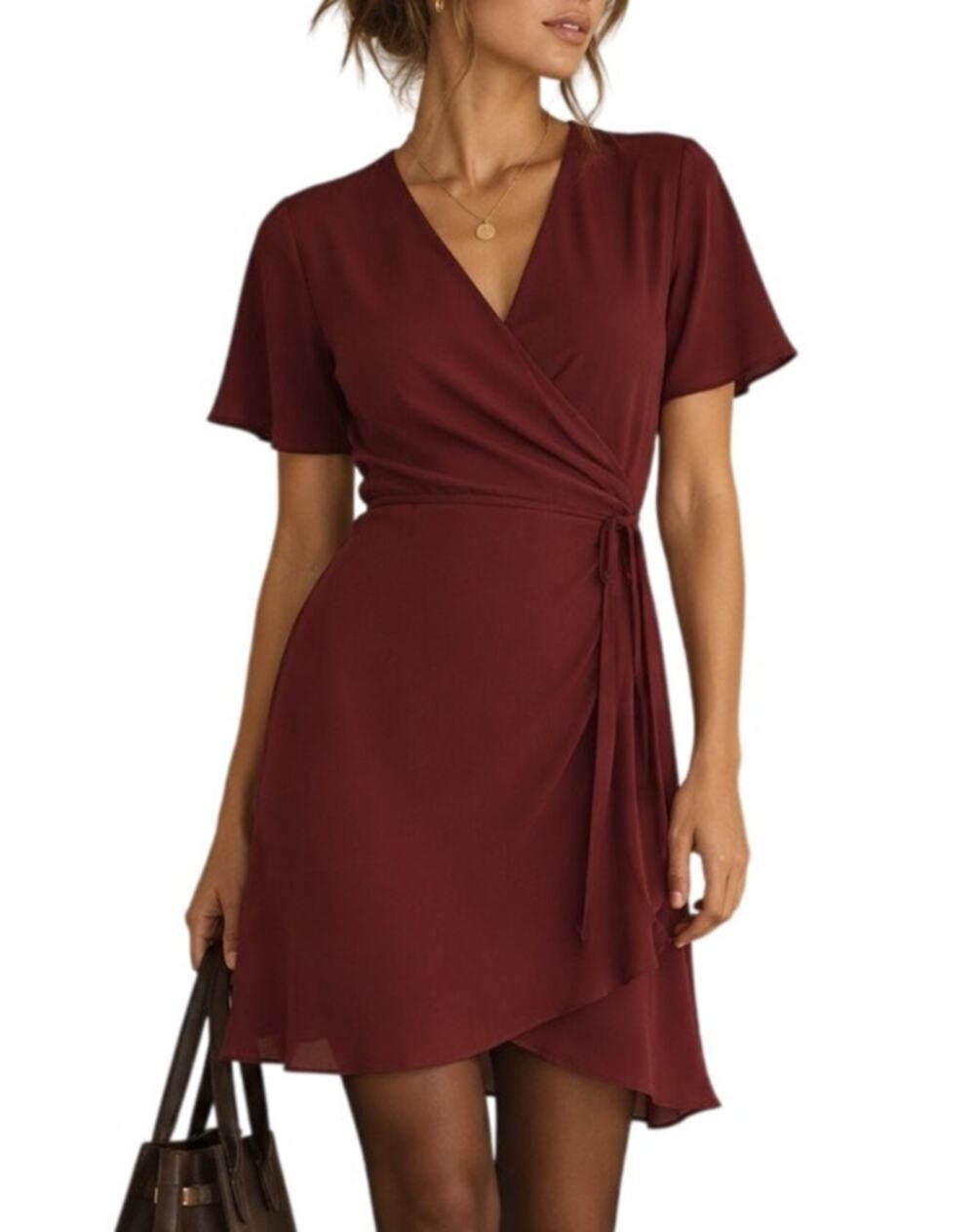 Aritzia Babaton Wallace Chiffon Wrap Dress Womens S Burgundy Fall Event Cocktail